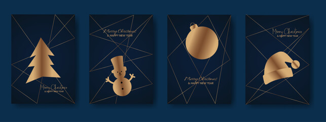 Merry Christmas and Happy New Year. Vector illustration templates for holiday greeting card, background, website and social media banner, marketing material.