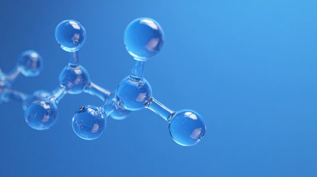 3D Rendering of Transparent Molecular Structure on Blue Background