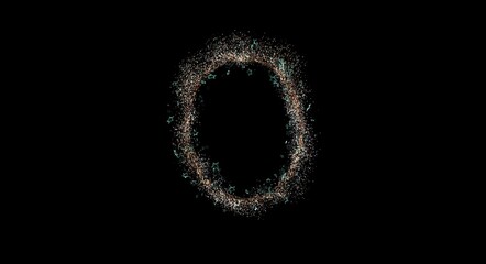 Abstract particle ring of stardust glowing on black background, suitable for design and creative purposes. Sparkling hal