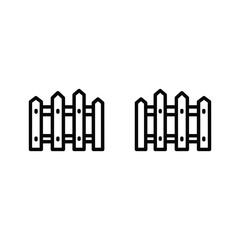 Two simple black line art fences, separated, isolated on