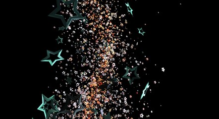 Dramatic abstract of star burst effects and falling stars on black. Great for backgrounds, celebrations, and festive designs