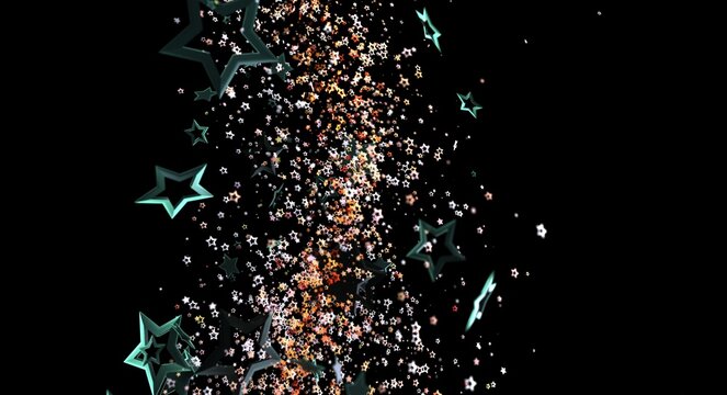 Dramatic abstract of star burst effects and falling stars on black. Great for backgrounds, celebrations, and festive designs - Powered by Adobe