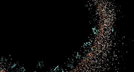 Abstract design with a pattern of stars and particles on black background. Ideal for modern, digital, and futuristic the