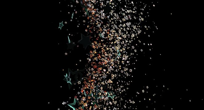 Starry abstract background with vibrant star shapes cascading down on black, ideal for design, space, magic and night themes - Powered by Adobe