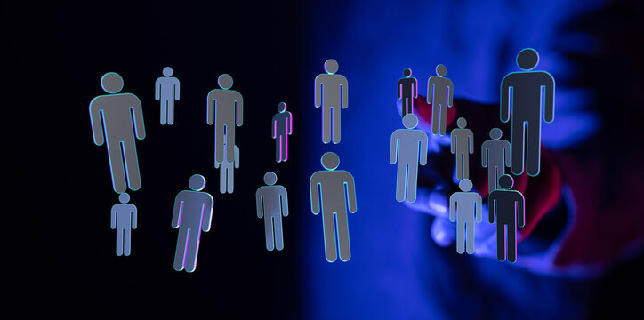 Abstract figures representing connection, teamwork, and networking, ideal for concepts of community, online int