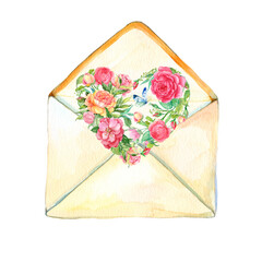 envelope with roses