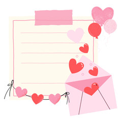 valentine card with hearts and flowers