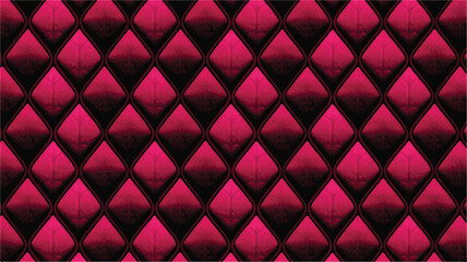 Obraz premium Seamless repeating pattern with elegant quilted diamond shapes in vibrant magenta and deep black, perfect for luxurious graphic backgrounds