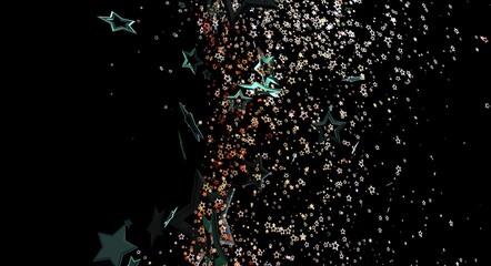 Dynamic abstract background featuring shimmering stars and lights against a deep black backdrop, perfect for celestial theme