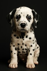 Dalmatian puppy studio portrait with black spots (JPEG 300DPI 7200x10800)