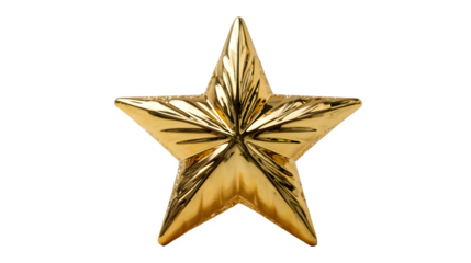 Glossy gold star ornament isolated on white background