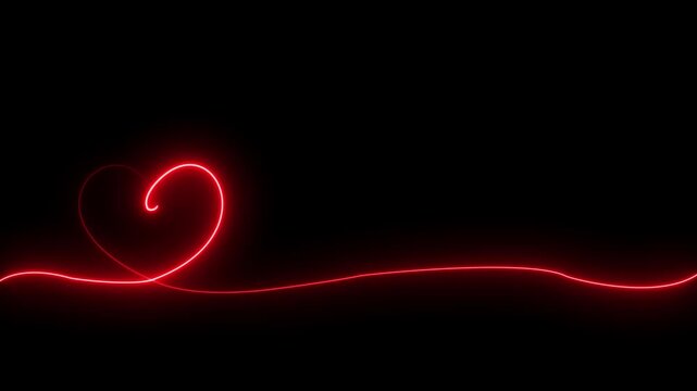 Vibrant luminous neon animation featuring a glowing hand heart icon and a broken heart symbol pulsing like a heartbeat on a black background.