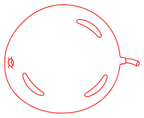 A line drawing of a round fruit with a small insect on top, circle, face, illustration, line, smile, against transparent background