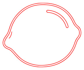 A red and white outline of a circular shape., circle, illustration, lemon, line, outline, string, against transparent background