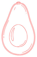 A line drawing of an avocado shape, baseball hat, draw, drawing, illustration, line, outline, against transparent background