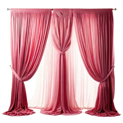 Pink draped curtains, light coming through