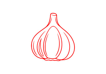 A line drawing of a garlic bulb on a plain , draw, drawing, garlic, illustration, onion, stem, against transparent background