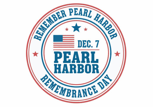 Pearl Harbor Remembrance Day December 7th patriotic vintage stamp emblem vector illustration