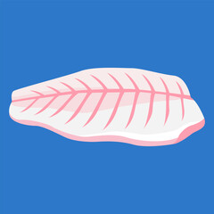 Fish Fillet Flat Colored Icon for Seafood Menu and Culinary Designs