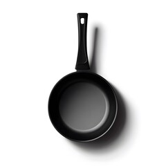 Black Nonstick Frying Pan with Handle on White Background