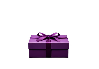 Elegant purple gift box tied with satin ribbon bow