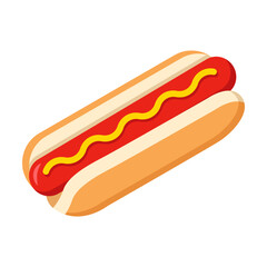 Hotdog Flat Colored Icon for Snack Menu and Food Illustration Projects