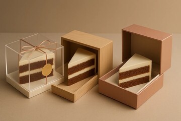 Elegant Chocolate Cake Slices in Premium Packaging