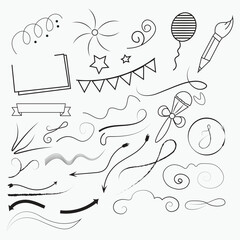 Hand Drawn Doodle Elements Set – Arrows, Swirls, Frames, Banners & Decorative Lines