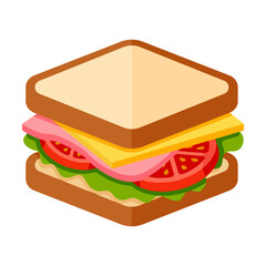 Sandwich Flat Colored Icon for Cafe Menu and Fresh Food Illustration