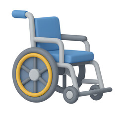 Modern Blue Wheelchair with Yellow Wheel Symbolizing Accessibility and Mobility Solutions for All