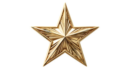Obraz premium Golden five-pointed star symbol isolated on white background
