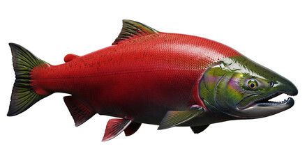 Sockeye salmon swimming gracefully in its natural habitat with vibrant colors and intricate details