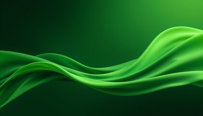 Flowing Green Abstract Background With Smooth Curves and Shades.