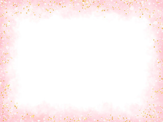 A pale pink steam frame with overlapping gold glitter, a fantastical, dreamy pink smoke frame