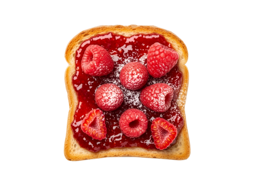 toast with with raspberry and icing sugar