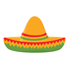 Mexican sombrero hat isolated on white background. Vector
