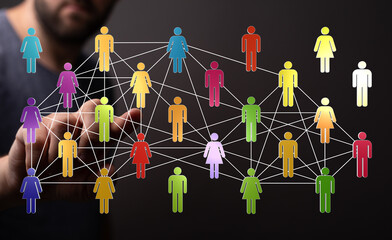 Concept of global networking, communication and connection. Represents social media, teamwork and community wit