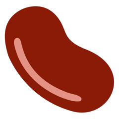 Simple flat design icon of a single red bean. Perfect for food, healthy eating.