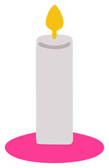 Minimalist cartoon candle with yellow flame on pink base. Ideal for digital projects.
