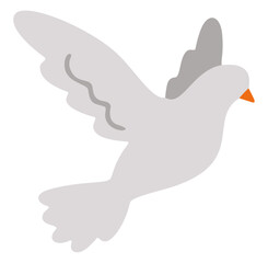 Stylized white dove in flight, representing peace, hope, and freedom.