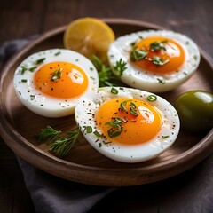 Perfectly Cooked Soft-Boiled Eggs Seasoned with Herbs
