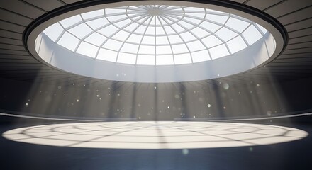 Fototapeta premium 天窓からの光が差し込む円形空間の幻想的な光景が静かに広がる