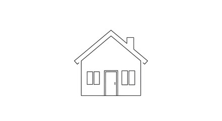 Fototapeta premium Simple outline drawing of a small house with chimney