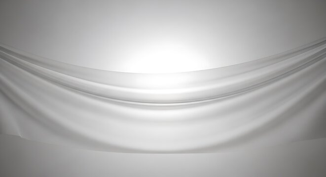 白い布が優雅に波打ち、光と影のコントラストが美しく、抽象的な背景を作り出す