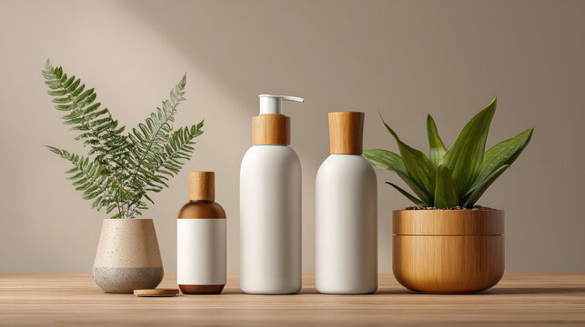 A collection of minimalist product mockups on clean backgrounds, natural light.