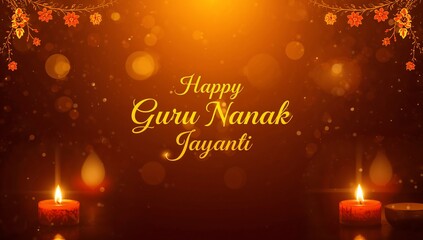 Guru Nanak Jayanti Golden Lamps Background