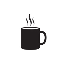 Black silhouette of a mug with hot drink