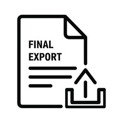 Document icon with text final export and upload arrow, isolated on