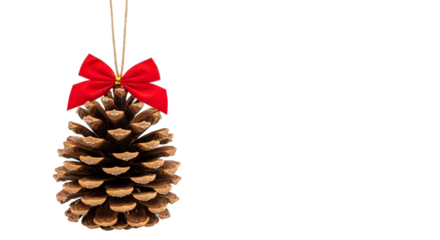 Pine cone christmas ornament with red bow