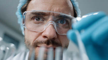 Close-up of a scientist in a laboratory.